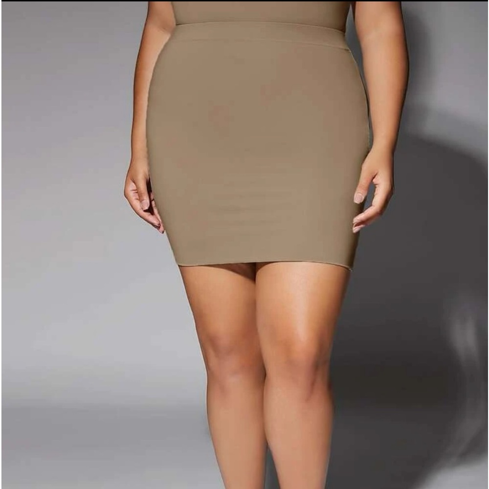 Solid Khaki Bodycon Skirt